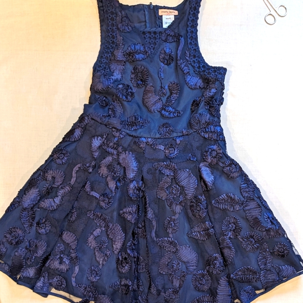 Nanette Lepore Fit & Flare elegant navy dress size M - Picture 2 of 9